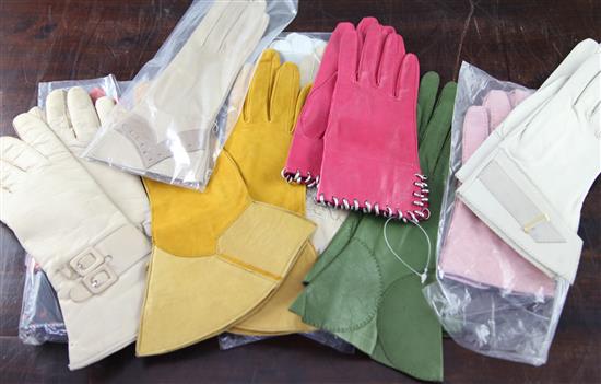 Twelve pairs of ladies designer leather gloves,